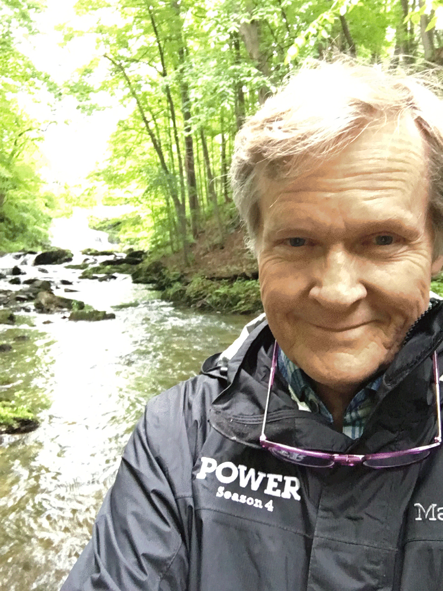William Sadler, standing IN the creek outside his home in upstate New York.